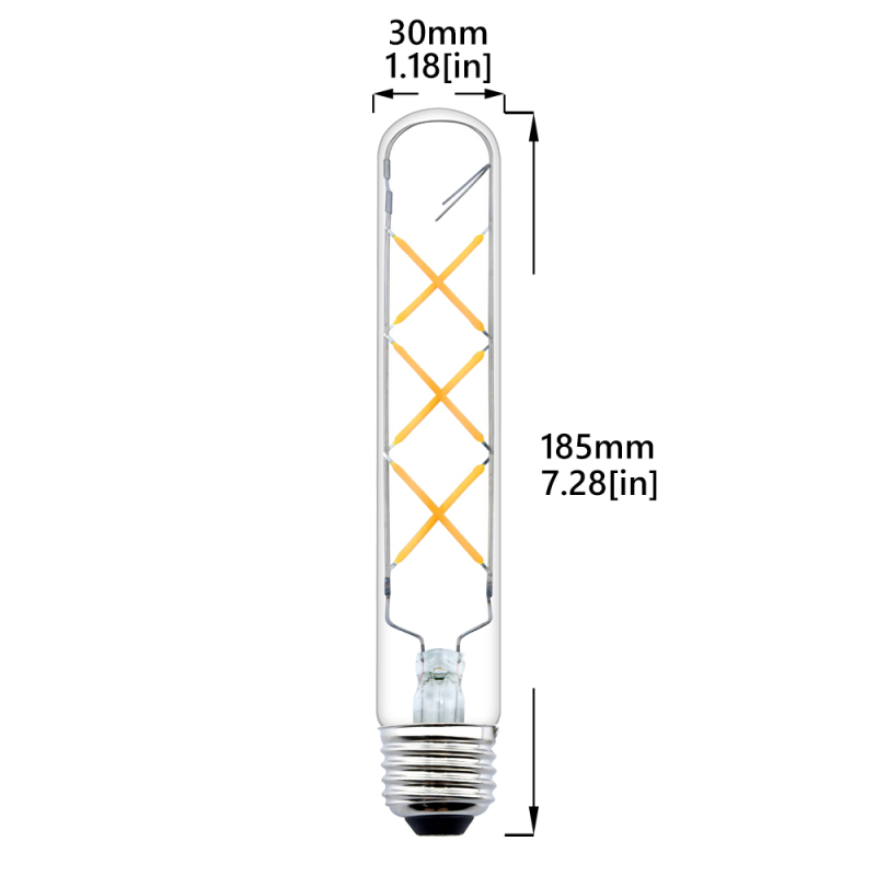 Dimmable T10 Tubular LED Filament Light Bulbs 6 Watts LED Tube Bulb Medium E26 Base 80 Watt Incandescent Equivalent (3-Pack)