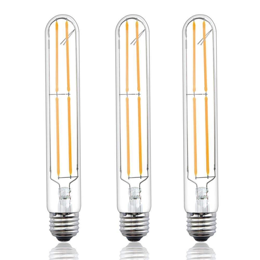 Dimmable T10 LED Filament Light Bulbs 8 Watts T10 LED Tubular Bulb 120V LED Tube Bulb Medium E26 Base 80 Watt Incandescent Equivalent (3-Pack)