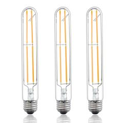 Dimmable T10 LED Filament Light Bulbs 8 Watts T10 LED Tubular Bulb 120V LED Tube Bulb Medium E26 Base 80 Watt Incandescent Equivalent (3-Pack)