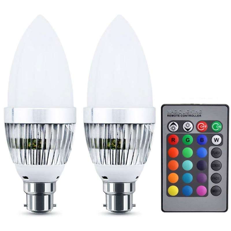 RGB Colour Changing LED Light Bulb B22 Dimmable with IR Remote
