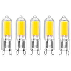 G9 LED Bulbs Halogen Capsule Bulbs 10W 15W 18W 20W Replacements, 200 Lumens,G9 Capsule Bulbs for Chandelier, Desk Lamp (Not Dimmable, 5-Pack)