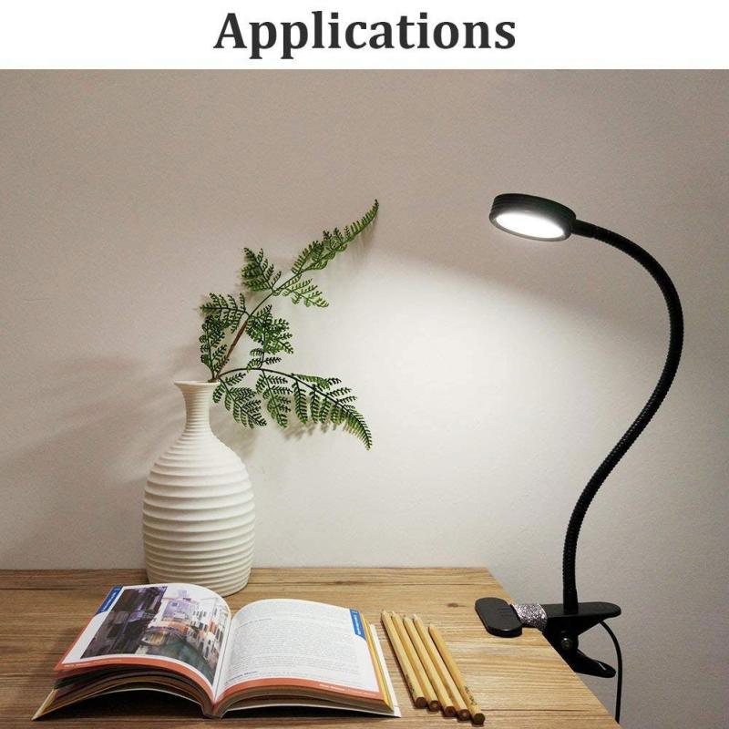 Bonlux LED Desk Lamp with Clamp 5 Watt Dimmable Reading Light Eye-Care USB Table Lamp Twistable Tube Clip Laptop Lamp 3 Color Temperature Choices