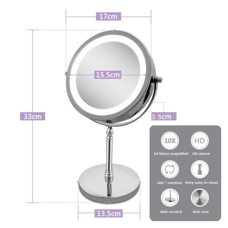 Mirror Magnifying Makeup Illuminated Mirror Light 360 Degree Swivel Rotation for Makeup Shaving Bathroom