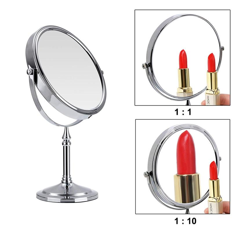 Makeup Mirror with LED Lights Magnification 10X/1X Double-sided Illuminated Lighted Magnifying Mirror with Lights Touching Dimmable Switch