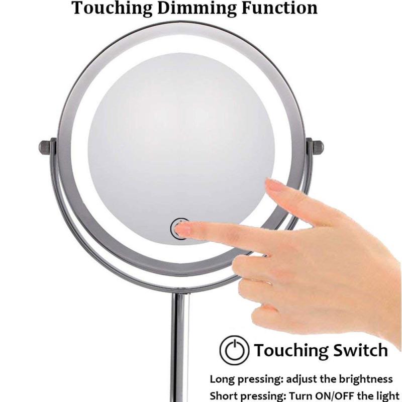 Makeup Mirror with LED Lights Magnification 10X/1X Double-sided Illuminated Lighted Magnifying Mirror with Lights Touching Dimmable Switch