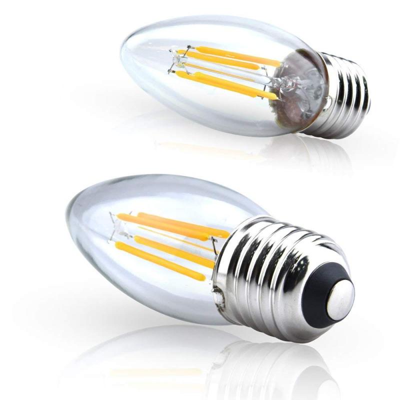 E27 LED Dimmable Candle Filament Light Bulb C35 Edison Screw 4W 400 LM Glass Vintage Bulbs for 35-40W Halogen Bulb Replacement  (5-Pack)