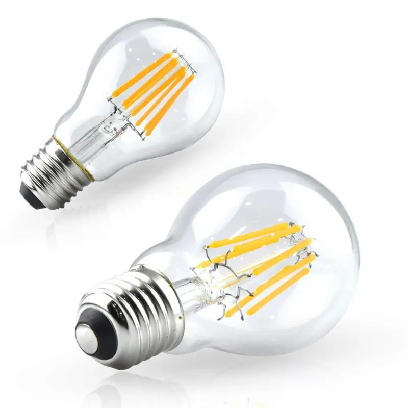 E27 LED Filament Bulb 8W 750lm ES A60 Globe Edison Screw LED Light Bulb 70W Equivalent Dimmable Low Energy Bulbs (4-Pack)