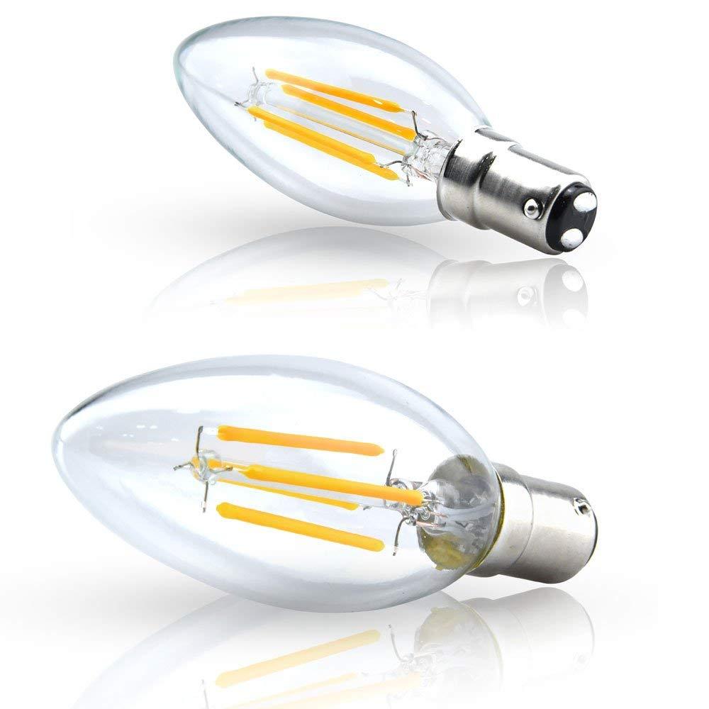 4W B15d Filament LED Candle Bulb C35 B15 Dimmable Edison Vintage SBC Small Bayonet Cap Candle Light Bulbs for 35-40W Incandescent Replacement (5-Pack)