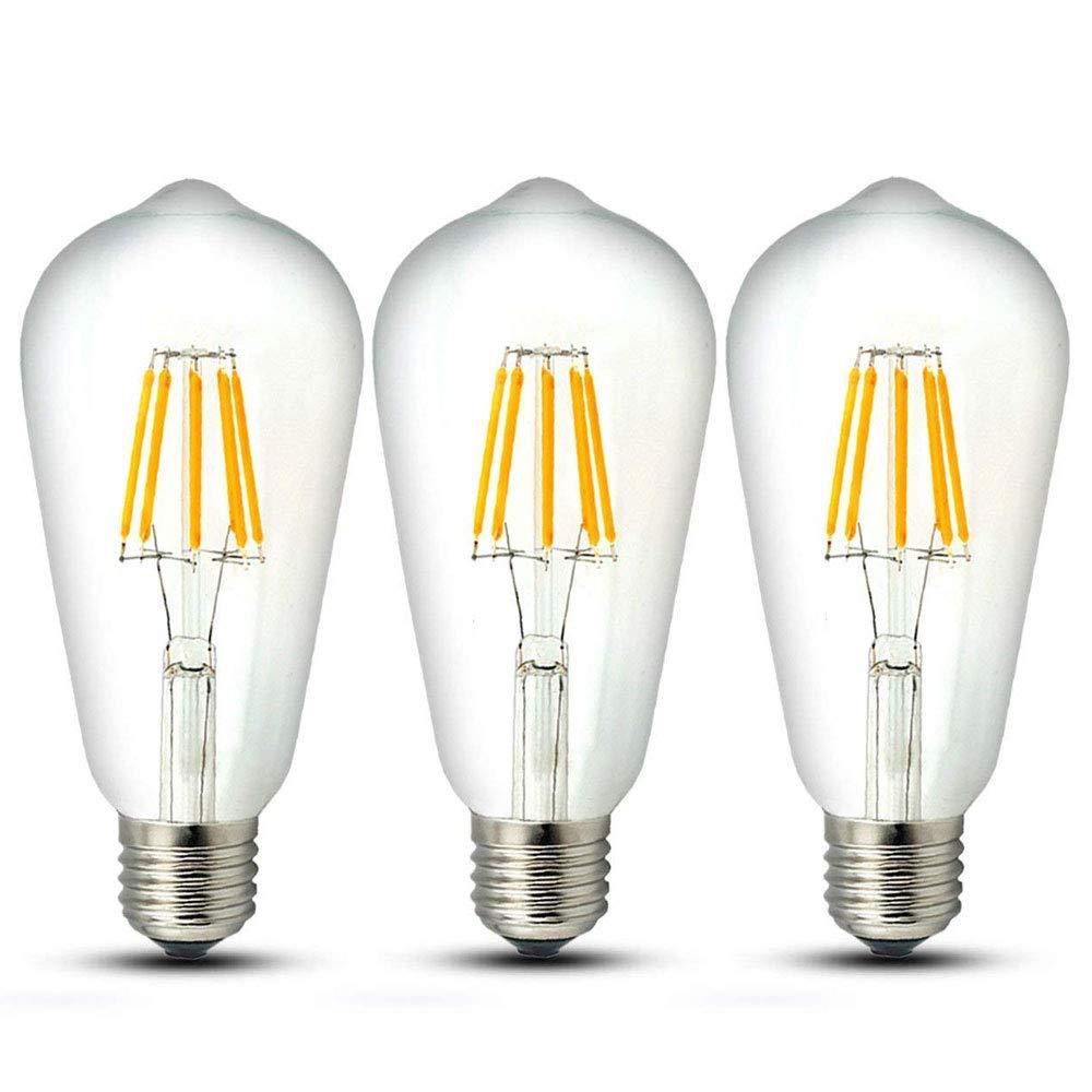 8W ST64 E27 LED Dimmable Filament Bulb Squirrel Cage Vintage Light Antique Style Edison Bulb 70W Incandescent Equivalent (3-Pack)