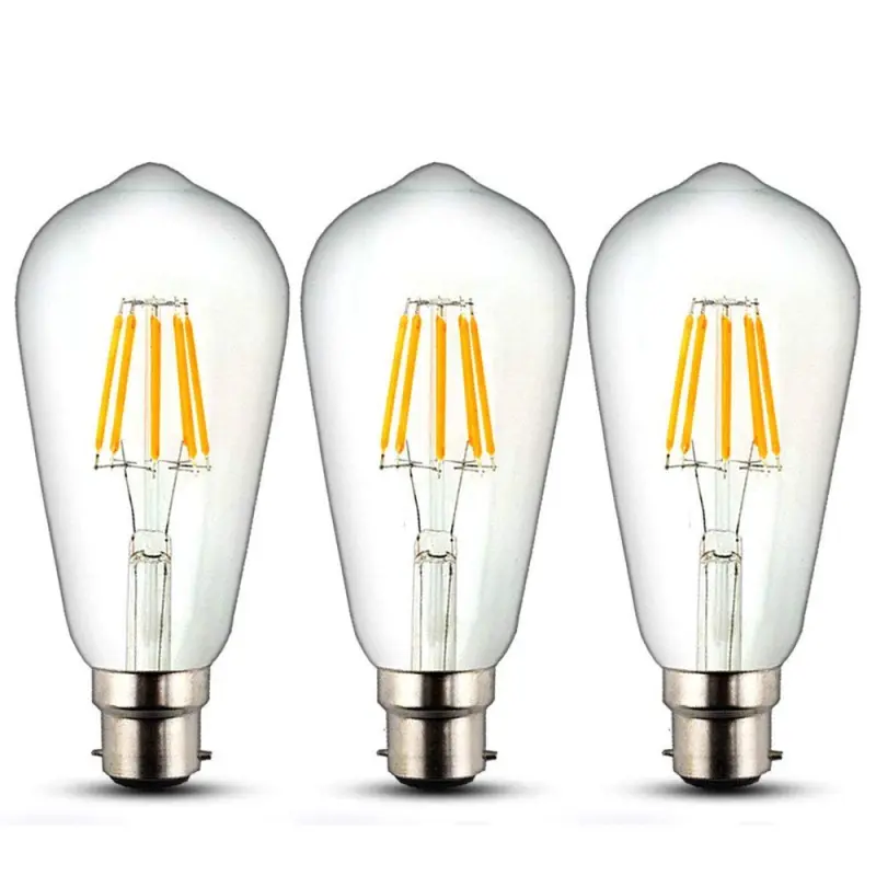 8W ST64 B22 LED Dimmable Filament Bulb Squirrel Cage Vintage Light Antique Style Edison Bulb 70W Incandescent Equivalent (3-Pack)