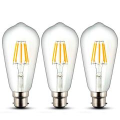 8W ST64 B22 LED Dimmable Filament Bulb Squirrel Cage Vintage Light Antique Style Edison Bulb 70W Incandescent Equivalent (3-Pack)