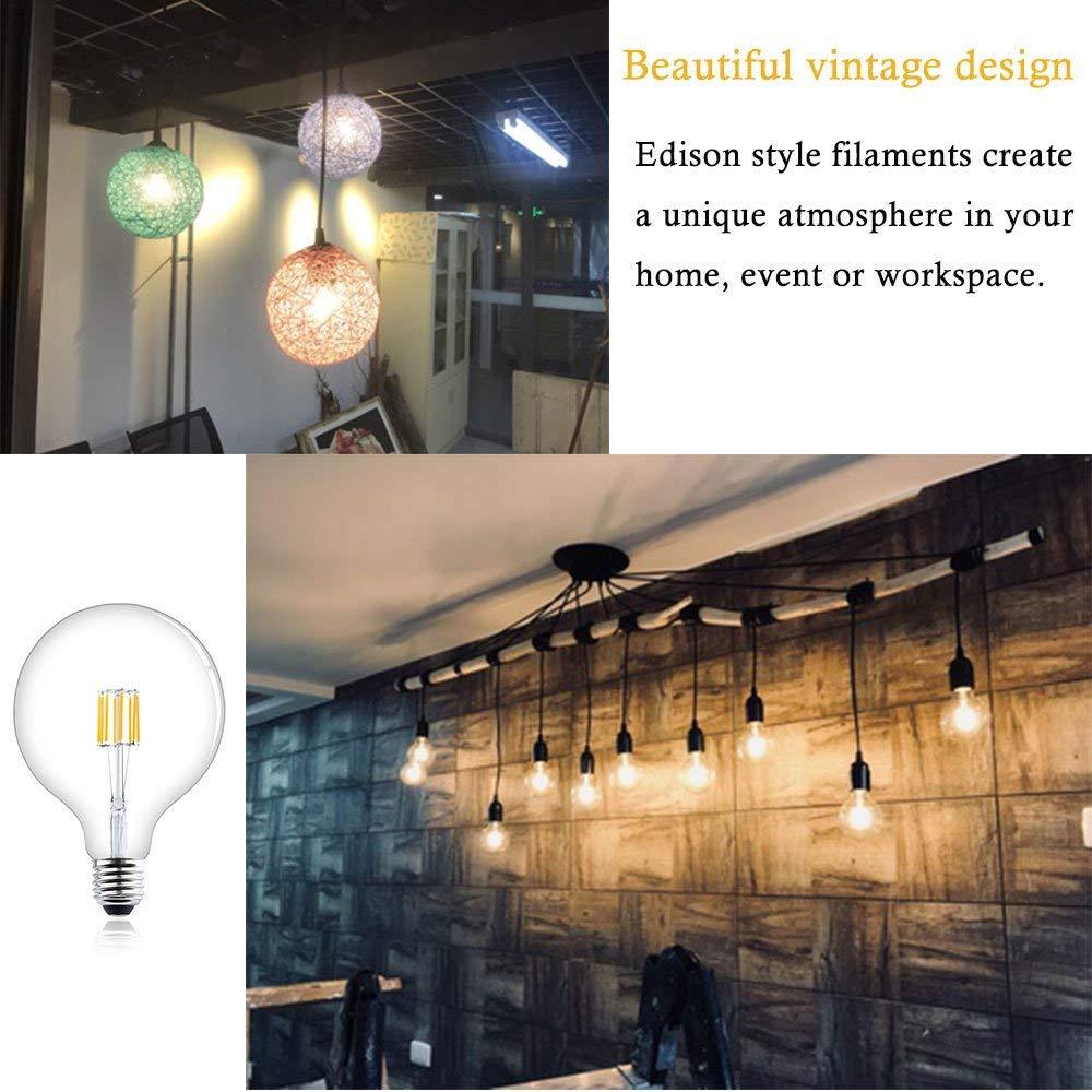 Globe G125 E27 LED Filament Glass Globe Dimmable 8w 125mm ES Edison Screw LED Vintage Retro Filament Globe Bulb 70 Watt Incandescent Equivalent