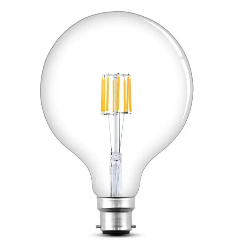 8W G125 B22 LED Filament Globe Bulb Dimmable 125mm Bayonet Cap BC LED Antique Edison Filament Bulb 70 Watt Incandescent Replacement(1-Pack)