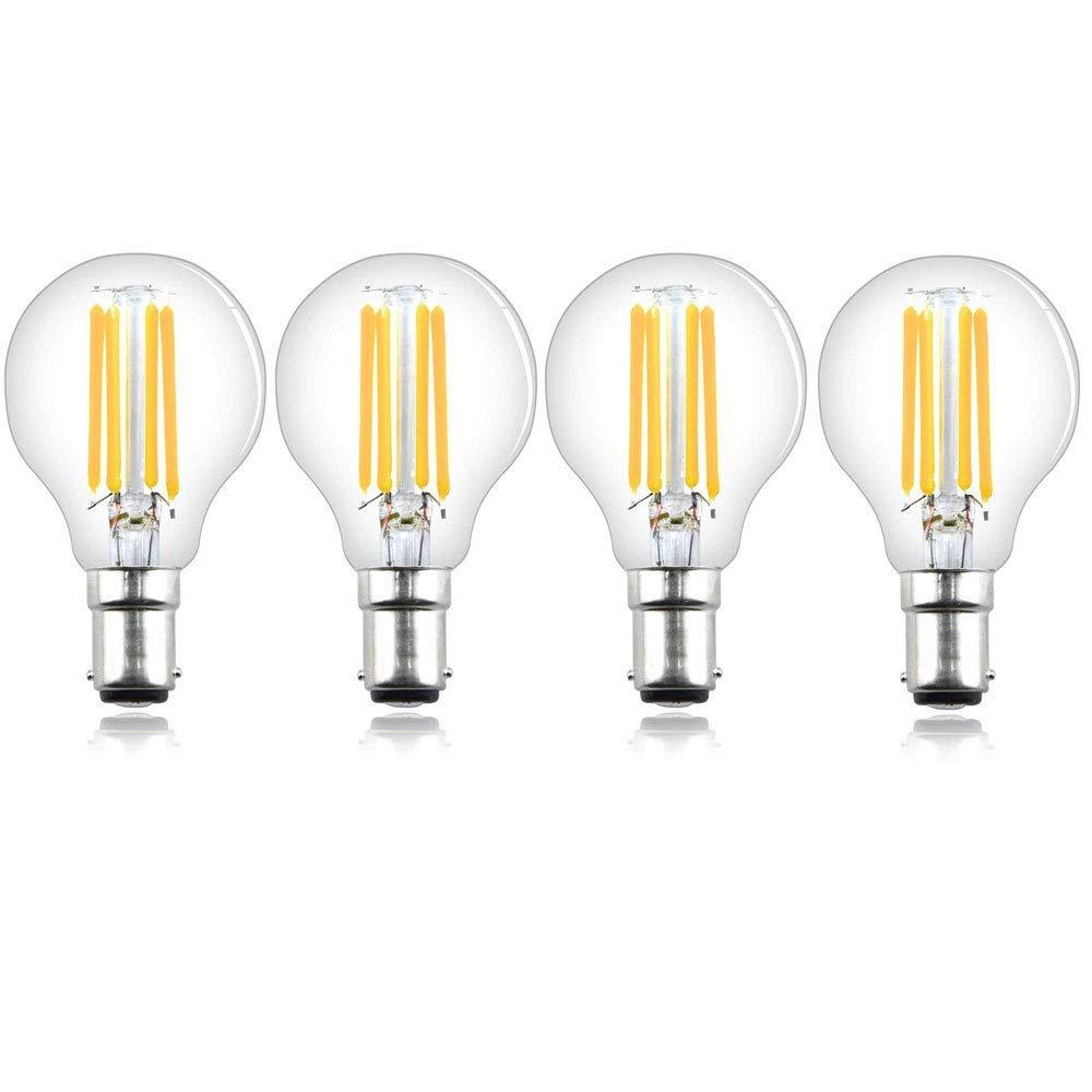 B15 Filament LED Bulb Dimmable SBC 4W LED Golf Ball Bulbs Small Bayonet Cap Dimmable Clear Classic Vintage Lights Halogen Bulb 35W-40W Replacements