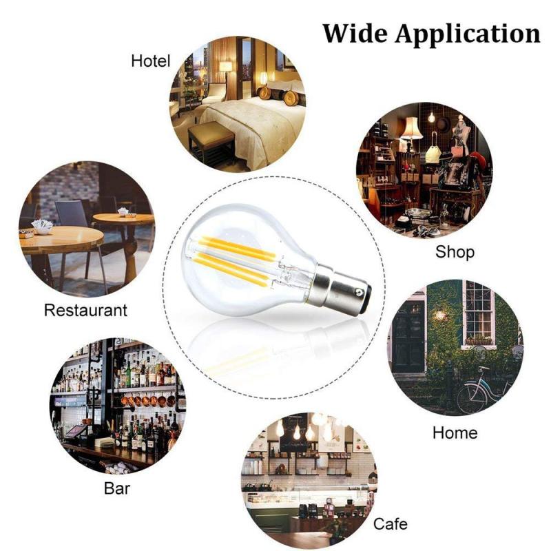 B15 Filament LED Bulb Dimmable SBC 4W LED Golf Ball Bulbs Small Bayonet Cap Dimmable Clear Classic Vintage Lights Halogen Bulb 35W-40W Replacements