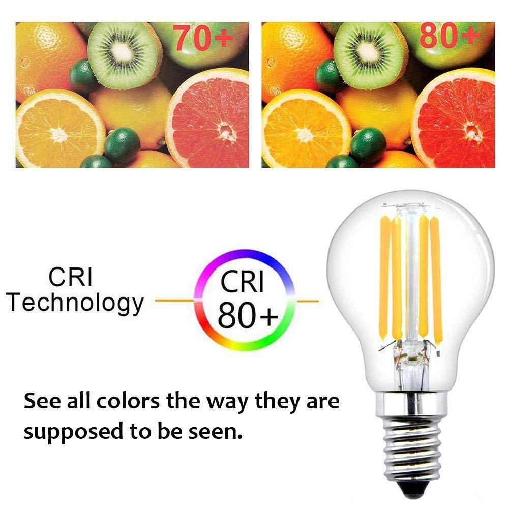 E14 LED Filament Mini Globe Bulb 4W G45 SES Edison Screw LED Bulb Vintage Filament Edison Bulb 40W Incandescent Equivalent (Non-dimmable, 4-Pack)