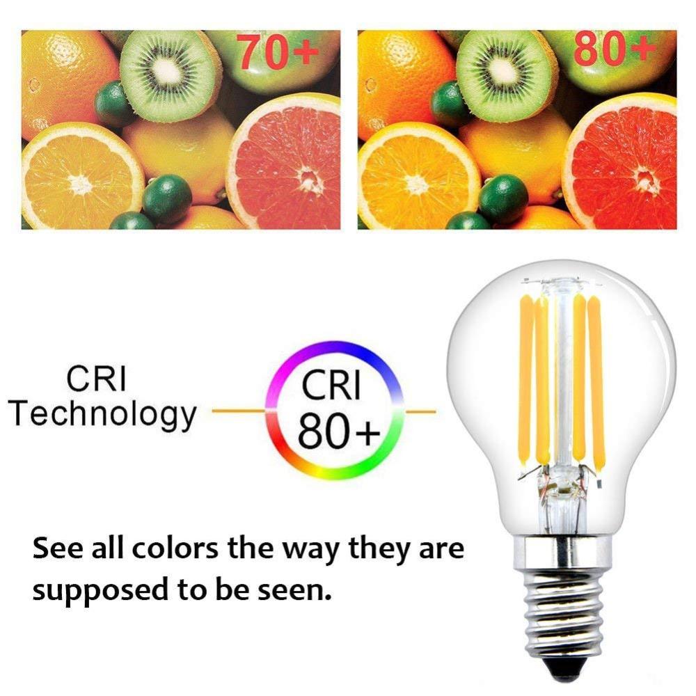 E14 LED Filament Mini Globe Bulb 4W G45 SES Edison Screw LED Bulb Vintage Filament Edison Bulb 40W Incandescent Equivalent (Non-dimmable, 4-Pack)