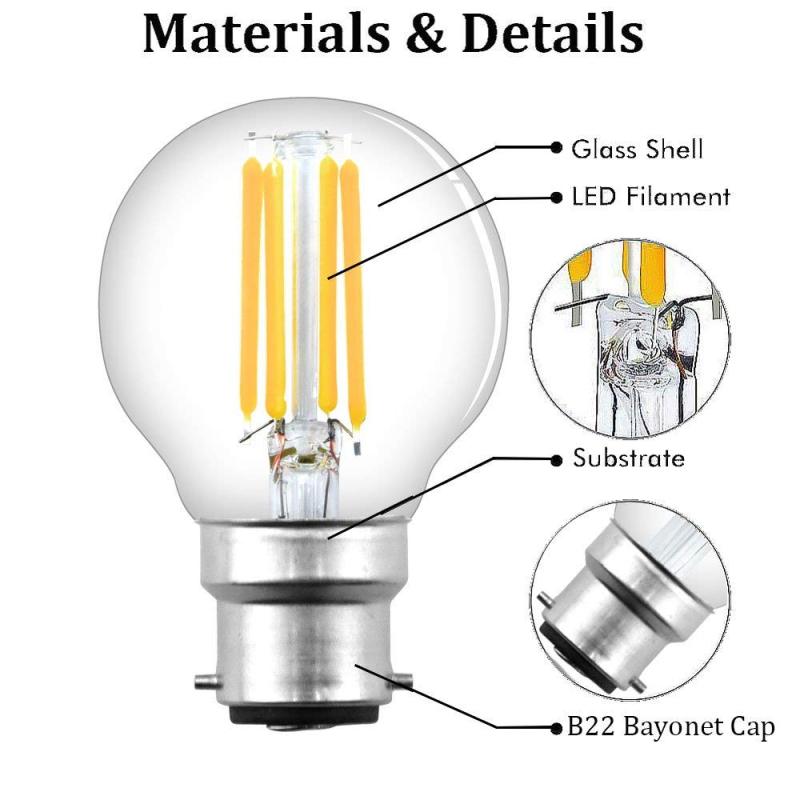 Dimmable B22 Bayonet 4W Classic Vintage Antique Bulbs B22 Dimmable, 40W Incandescent Bulb Replacement G45 Filament LED Light Globe Bulb (4-Pack)