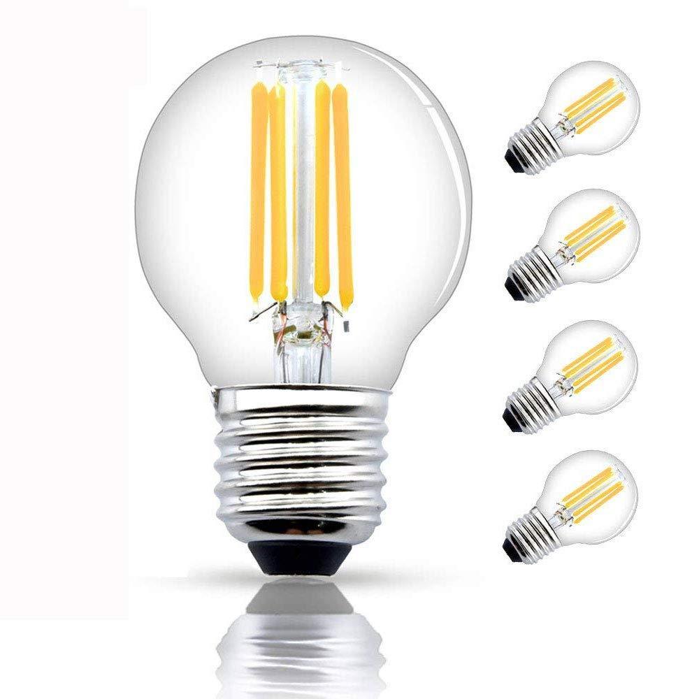 Vintage Filament Bulb E27 4W Edison Bulbs Dimmable 40W Incandescent Bulb Replacement G45 Filament LED Light Globe Bulb Warm White 2700K (4-Pack)