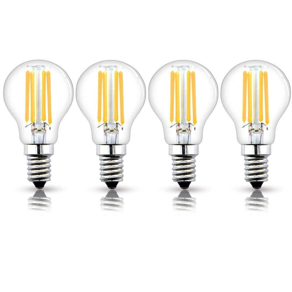 E14 LED Filament Mini Globe Bulb 4W G45 SES Edison Screw LED Bulb Vintage Filament Edison Bulb 40W Incandescent Equivalent (Non-dimmable, 4-Pack)
