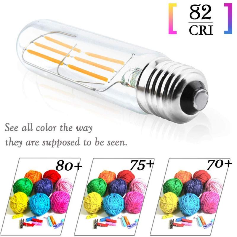 T10 Tubular LED E26 Filament Bulbs Dimmable 60W E26 Incandescent Replacement Light Bulbs Soft White Vintage Clear Glass LED Tubular Bulb