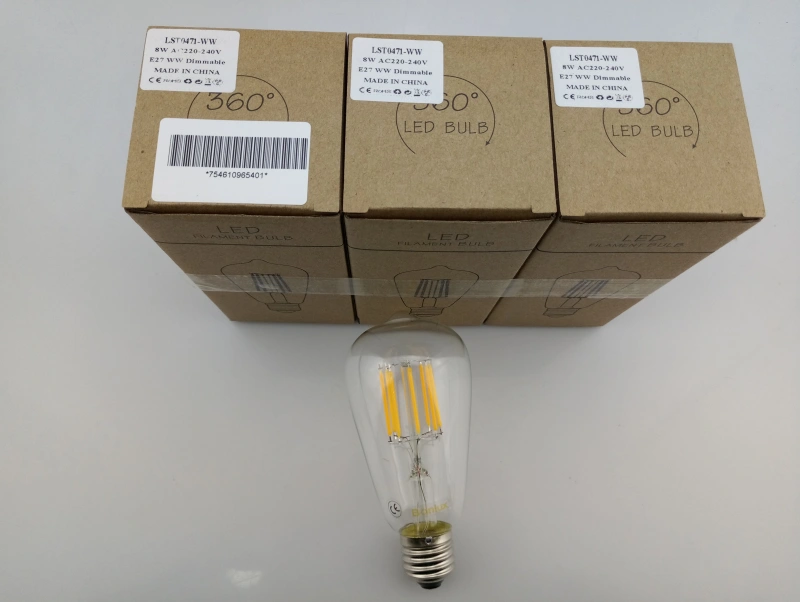 Dimmable LED ST64 4W 8W Vintage Edison Bulb Lamp E26 E27 LED Filament Light Bulb with Retro Incandescent Appearance Pack-4