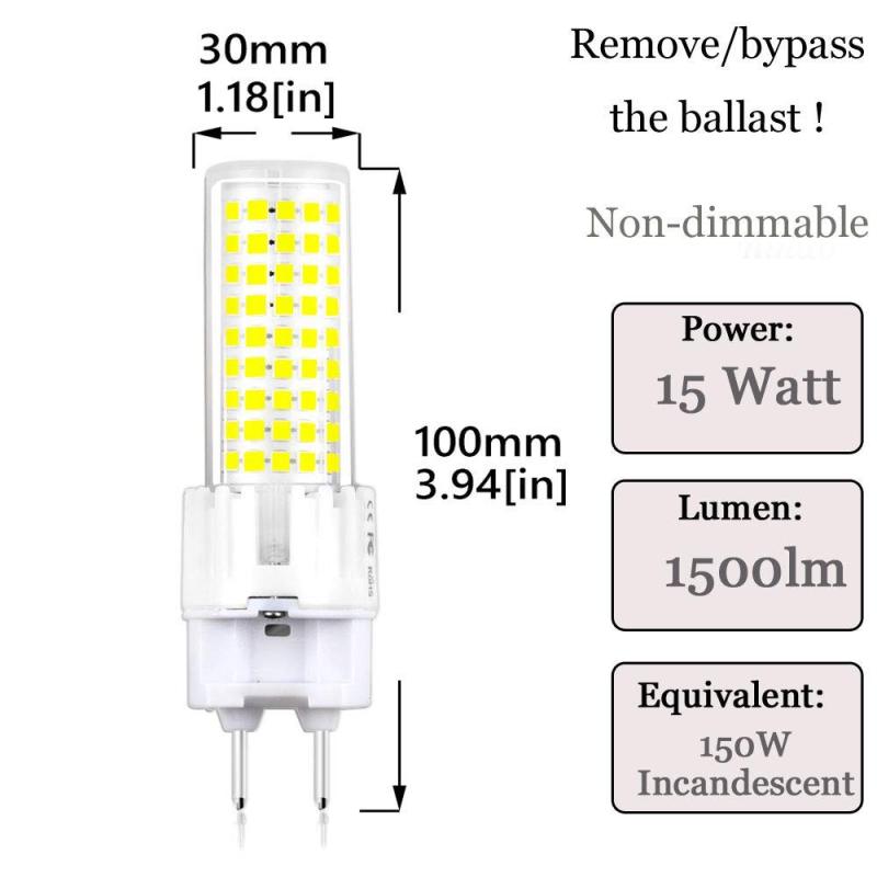 Lustaled LED G12 Bulb 15 Watt G12 Bi-Pin Base Corn Bulbs 150W Halogen Replacement G12 T6 Metal Halide Light Bulb Equivalent Ceramic G12 Base Light Bul