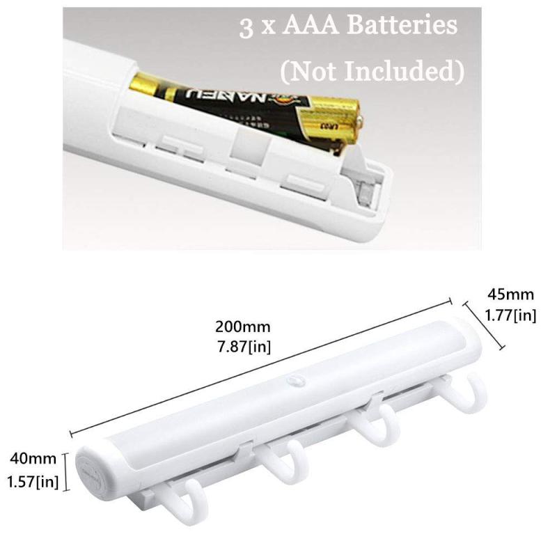 Bonlux LED Closet Light Battery Powered, Cabinet LED Lighting LED Night Sensor Light with Key Holder Hook, Light Sensing Auto Motion Sensor LED Light