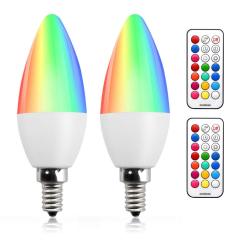 Bonlux Dimmable RGB + Warm White LED Color Changing Light Bulbs C35 E12 Color LED Memory Timer Function with Remote Control for Decoration Lighting