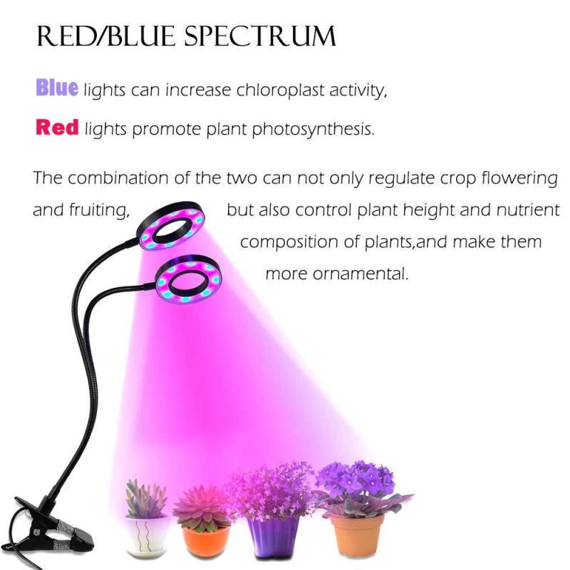 Bonlux 3/9/12H Timer Plant Grow Lights Indoor 5 Levels Dimmable LED Grow Light Bulb Full Spectrum Gooseneck 3 Spectral Modes Growing Lamps