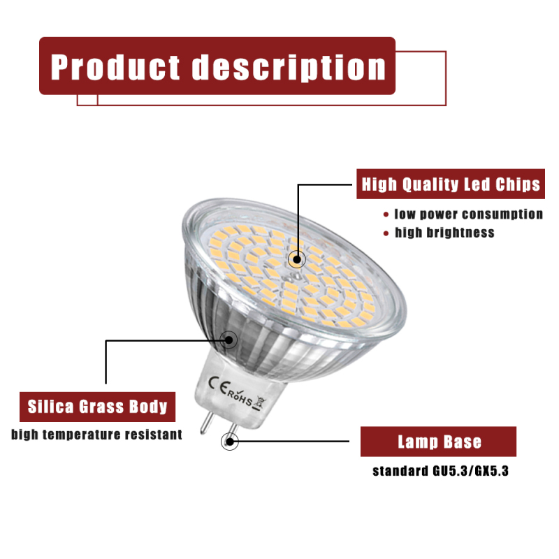 4W MR16 GU5.3 LED Light Bulb 120 Degrees 35W MR16 Halogen Replacement Non-dimmable GU5.3/GX5.3 LED Spotlight for Recessed Ceiling Downlight (5-Pack)