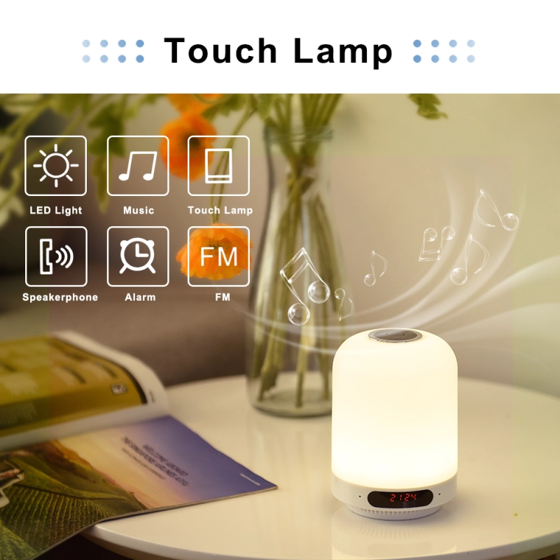 Bonlux 5 IN 1 Smart Lamp With Speaker Touch Control Bedside Table Lamp Dimmable Color Changing RGB Portable Bluetooth Night Light