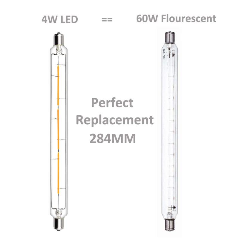 Bonlux 4W S15 284mm LED Light Bulbs 60W S15 Striplight Replacement T25 Tubular Lamp S15s Fitting LED Clear Filament Light bulb