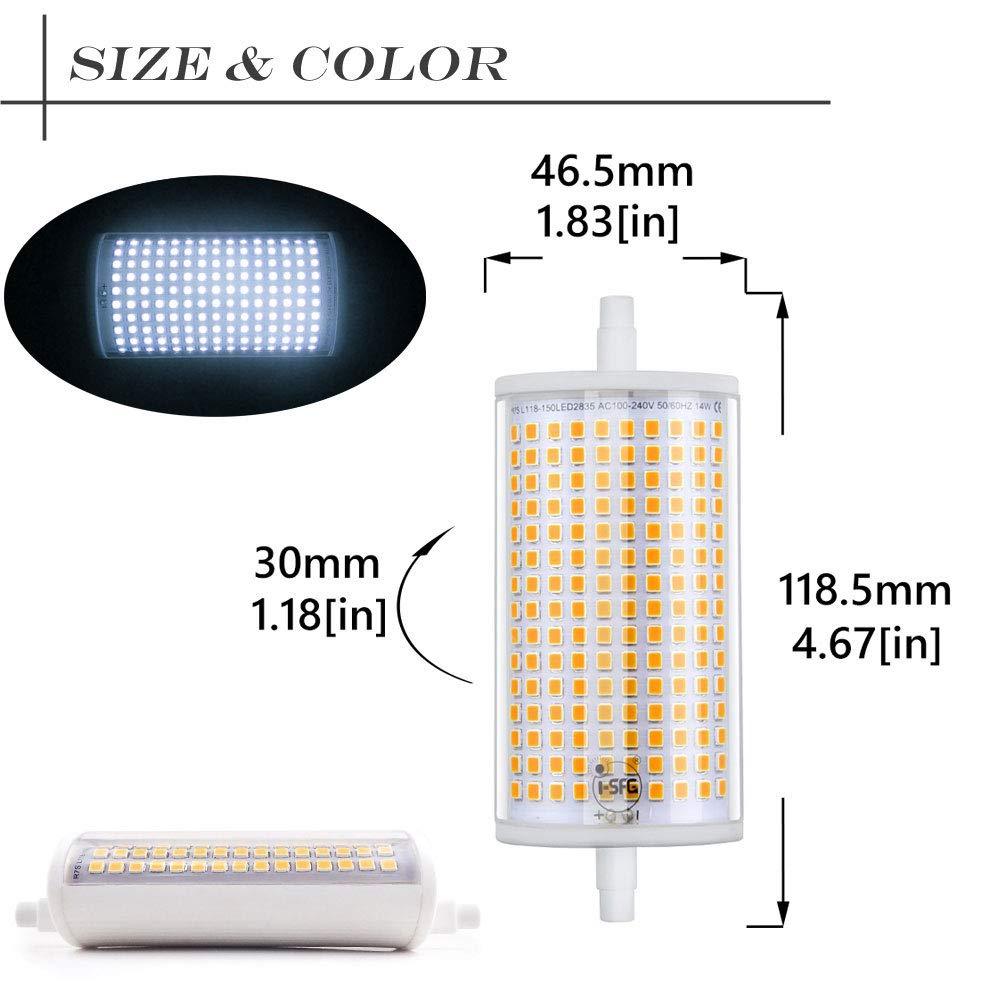 Bonlux 118MM LED Light Bulb Soft White J118 R7S Dimmable LED Flood Light 14 Watt Double Ended LED Bulb, J Type Halogen 100-150W R7S Quartz Tube Lamps