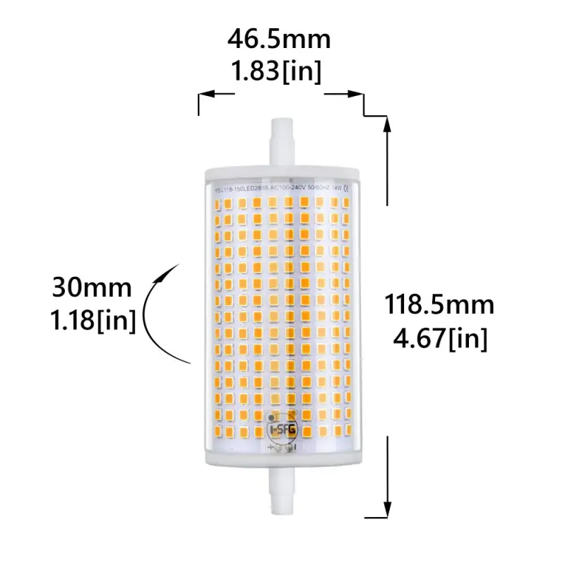 Bonlux 118MM LED Light Bulb Soft White J118 R7S Dimmable LED Flood Light 14 Watt Double Ended LED Bulb, J Type Halogen 100-150W R7S Quartz Tube Lamps