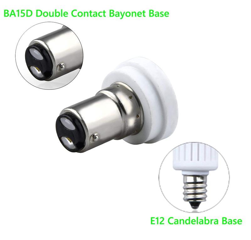 Aluxcia BA15D to E12 Base Light Adapter, Double Contact Bayonet to Candelabra Base PBT Lamp Holder Converter, 10-Pack