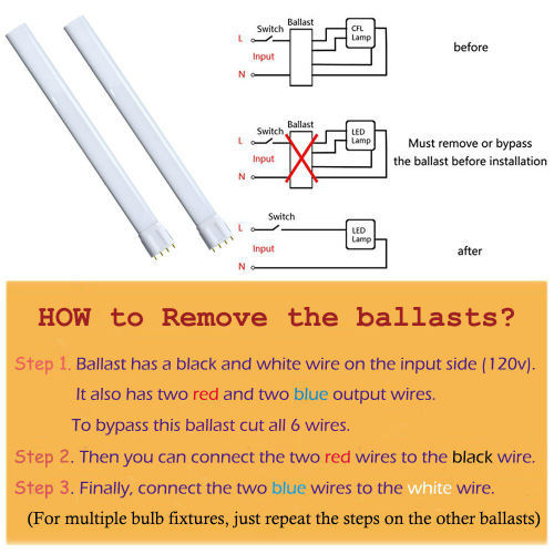 Bonlux 2G11 LED Bulb 18W Non-dimmable 4-pin 2G11 Base LED Tube Light 2G11 Horizontal Plug LED PL Lamp for 34W Fluorescent Equivalent Lamp Replacement