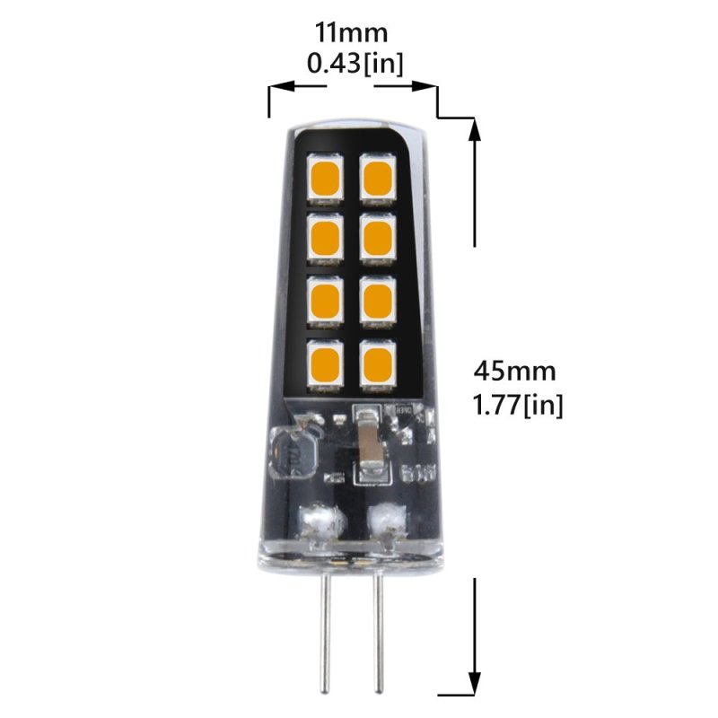 Bonlux 4-Pack G4 LED Light Bulb, 2W (20W Equivalent), AC/DC 10V-30V, 45MM Length, Bi Pin Base LED Lamp