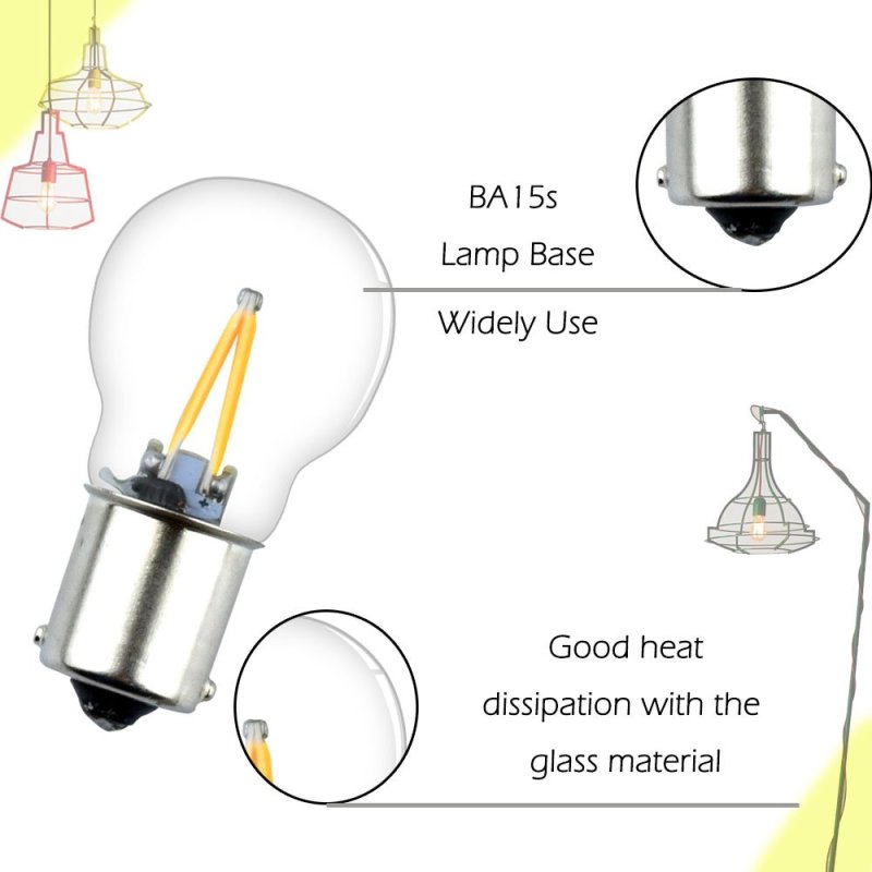 Luxvista Ba15s LED Brake Light Bulb, 2W 12V Car LED Turn Signal Bulb Red/Yellow/White Bayonet Base Bulb Work as Backup Reverse Light LED
