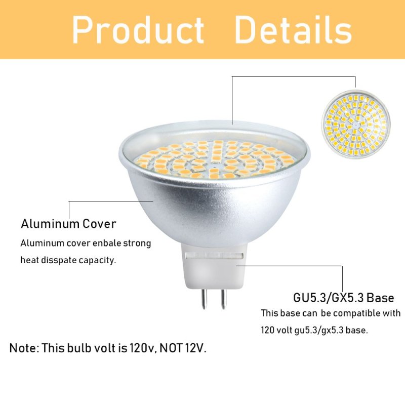 Bonlux MR16 GU5.3 LED Light Bulb 5W (50W Halogen Bulbs Equivalent) GU5.3 Bi-pin Base LED Spotlight (5-Pack)