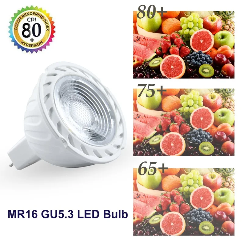 Lustaled 7 Watts MR16 GU5.3 LED Lights 12V LED MR16 Landscape Bulbs with GU5.3 Bi-pin Base 50W Halogen Spotlights Equivalent