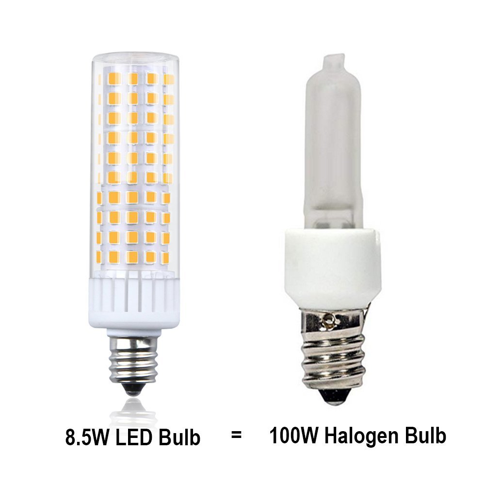 Luxvista Dimmable 8.5W E12 LED Light Bulb, T3/T4 Candelabra Base E12 Ceiling Light 100W Halogen Replacement Candle Corn Bulb, 3-Pack