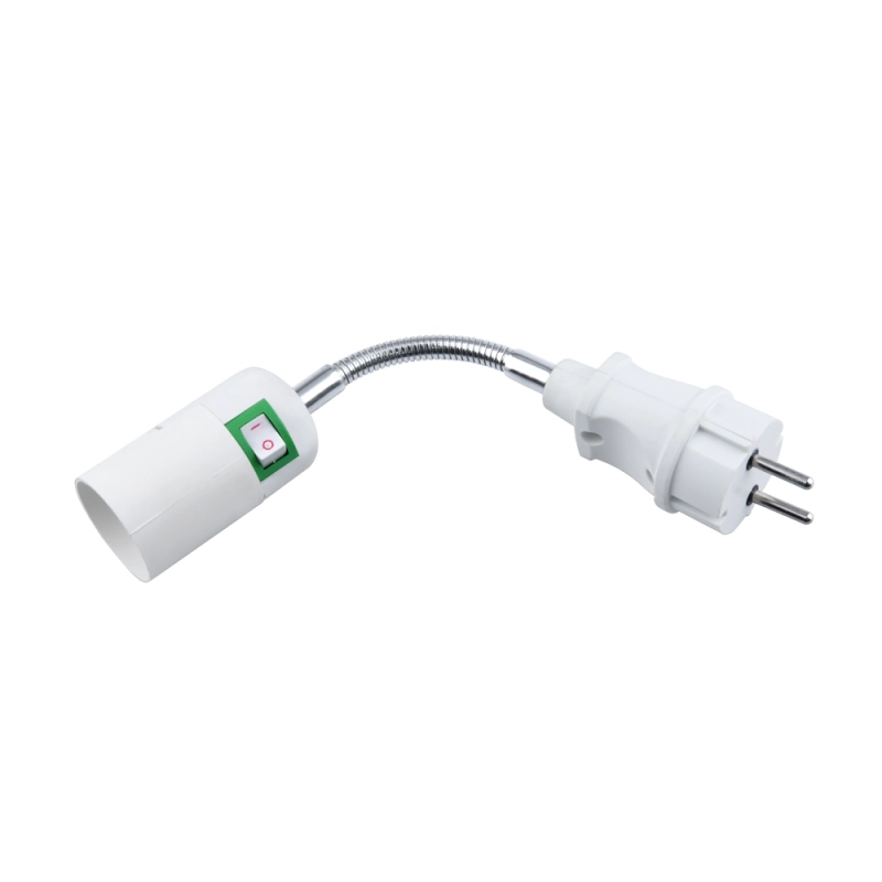 E27 Cap Adapter with E27 Universal Plug Converter Switch Flexible Neck Lampholder 360 ° socket holder Adjustable direction to E27 LED bulbs (EU Plug）