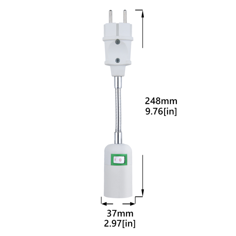 E27 Cap Adapter with E27 Universal Plug Converter Switch Flexible Neck Lampholder 360 ° socket holder Adjustable direction to E27 LED bulbs (EU Plug）