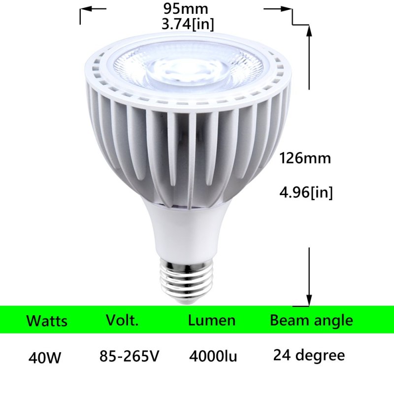 Aluxcia 40W Par30 LED Long Neck Flood Light Bulb, Medium Screw Base E26 LED Pool bulb, Swimming Pool Light 300-500W Replacement for Spot Light