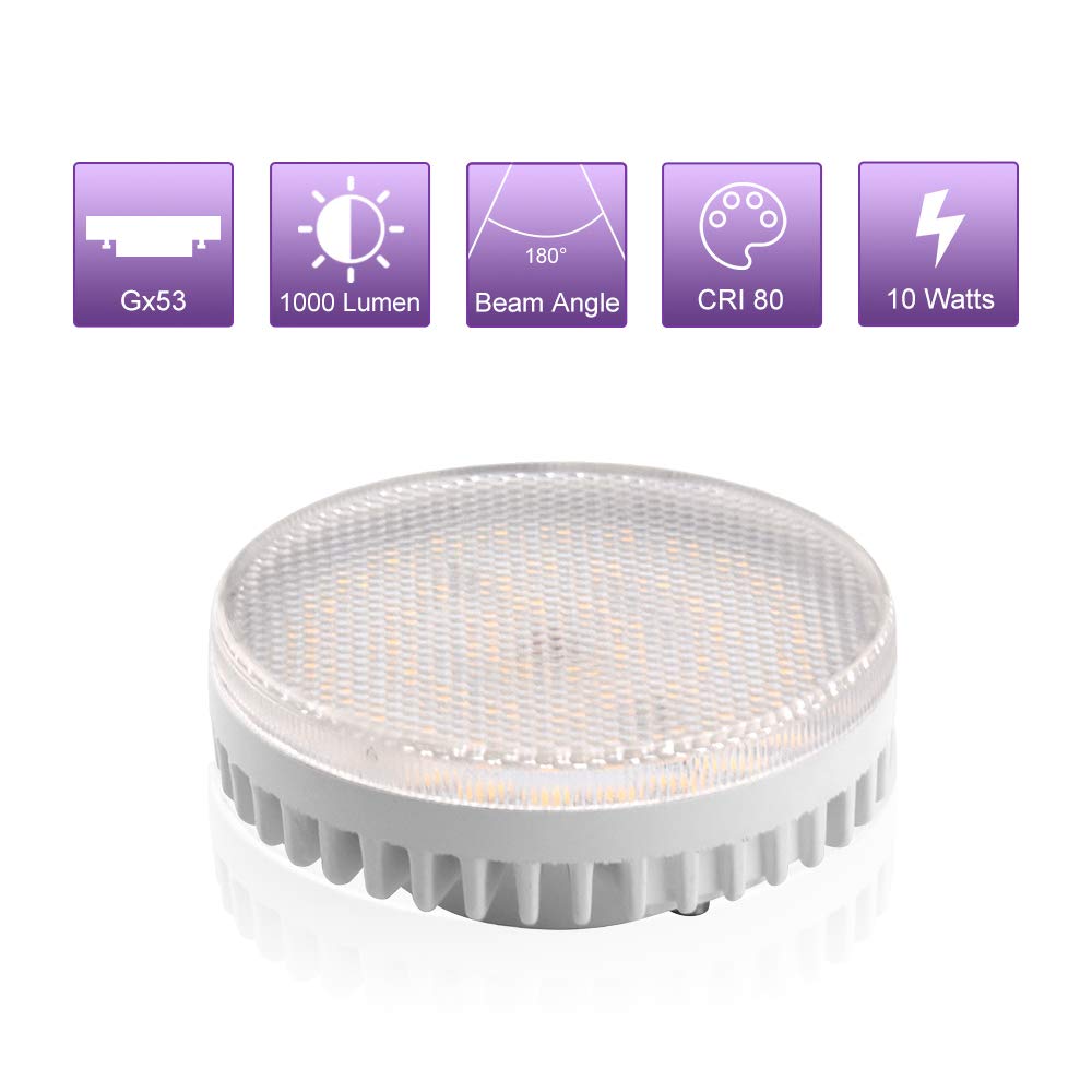 Luxvista LED Gx53 Light Bulb 10W Gx53 LED Under Cabinet Light Ceiling Down Light Replacement Traditional