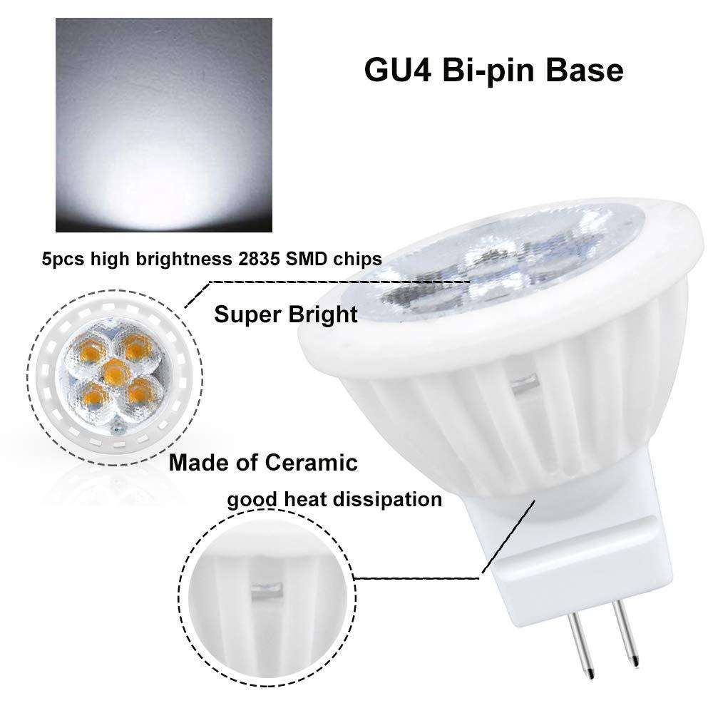 Lustaled Dimmable LED MR11 GU4 Light Bulbs G4/GU4 Bi-Pin Base LED Bulb 4W Ceramic LED Spotlight Lamp 35W Halogen Replacement(4-Pack)