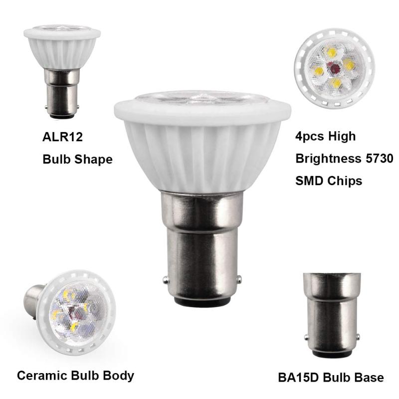 Aluxcia ALR12 BA15D LED Elevator Light 6435/FR 12V BA15D Frosted Light Bulb 30W Halogen Replacement ALR12 Flood Light( 2-Pack)