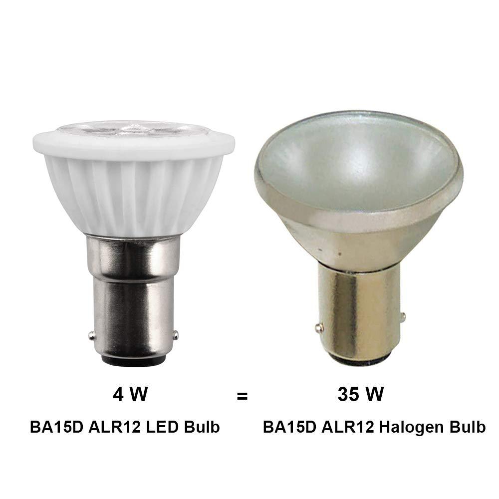 Aluxcia ALR12 BA15D LED Elevator Light 6435/FR 12V BA15D Frosted Light Bulb 30W Halogen Replacement ALR12 Flood Light( 2-Pack)