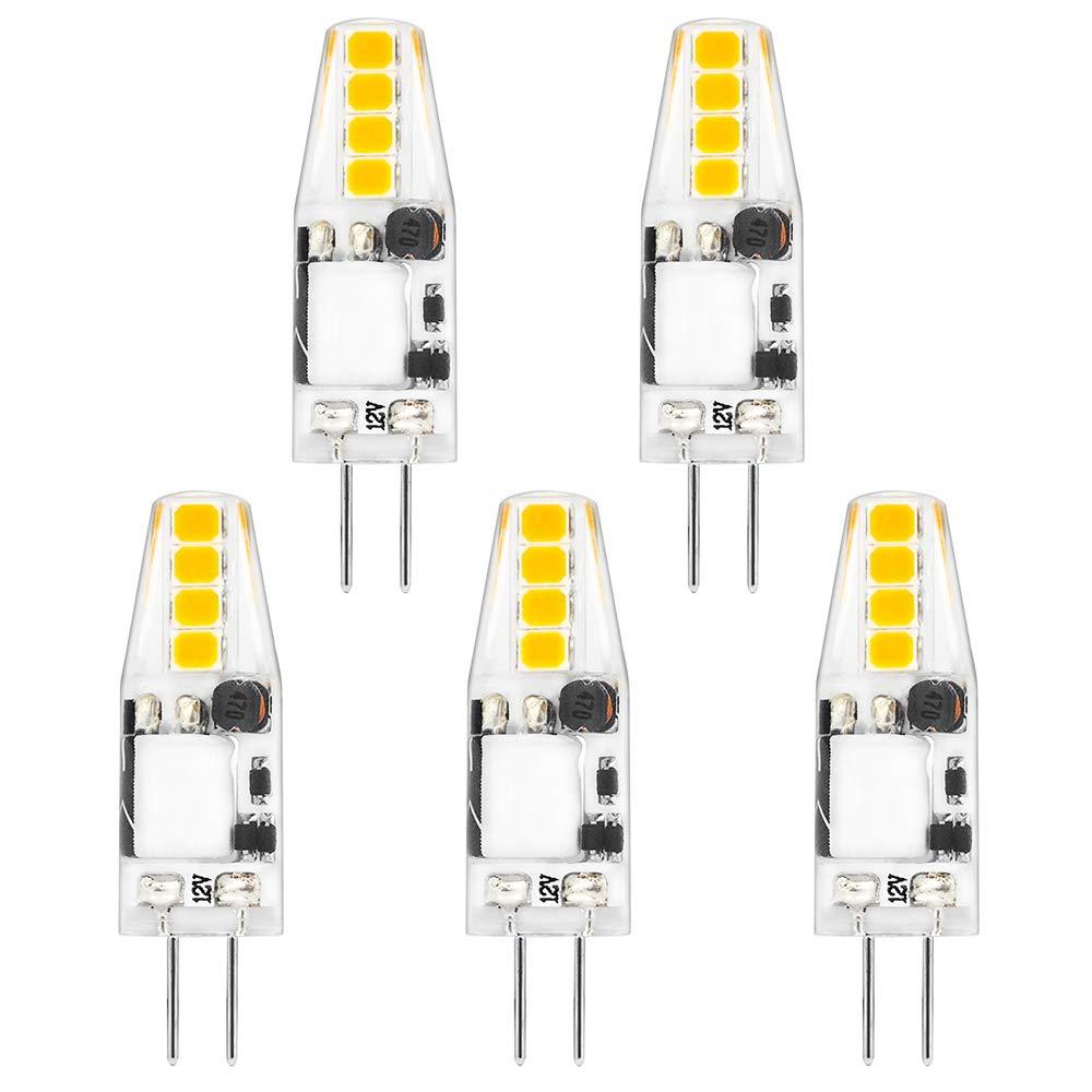 Bonlux 12V G4 LED Light Bulb - 1.5W LED G4 Bi-Pin Base Ceiling Recessed Puck Light, 15W T3 Halogen Track Bulb Replacement  (5-Pack)